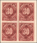 30c deep claret Postage Due block of four