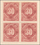 30c deep claret Postage Due block of four