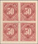 50c deep claret Postage Due block of four