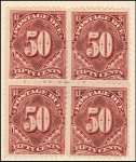 50c deep claret Postage Due block of four