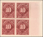 10c deep claret Postage Due block of four