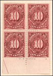 10c deep claret Postage Due block of four