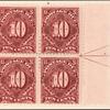 10c deep claret Postage Due block of four