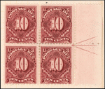 10c deep claret Postage Due block of four