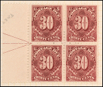 30c deep claret Postage Due block of four