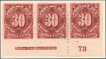 30c deep claret Postage Due strip of three
