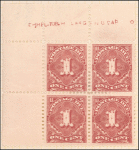 1c deep claret Postage Due block of four
