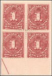 1c deep claret Postage Due block of four