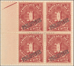 1c deep claret Postage Due block of four