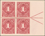 1c deep claret Postage Due block of four