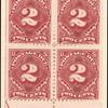 2c deep claret Postage Due block of four