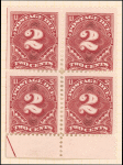 2c deep claret Postage Due block of four