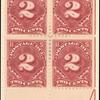 2c deep claret Postage Due block of four
