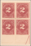 2c deep claret Postage Due block of four