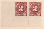 2c deep claret Postage Due pair