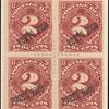 2c deep claret Postage Due block of four