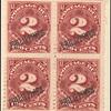 2c deep claret Postage Due block of four