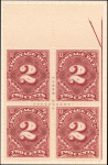 2c deep claret Postage Due block of four