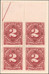 2c deep claret Postage Due block of four