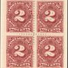 2c deep claret Postage Due block of four