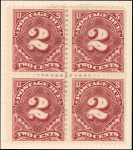 2c deep claret Postage Due block of four