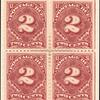 2c deep claret Postage Due block of four