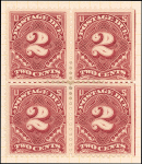 2c deep claret Postage Due block of four