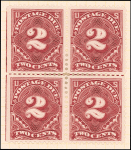 2c deep claret Postage Due block of four