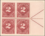 2c deep claret Postage Due block of four