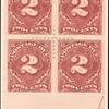 2c deep claret Postage Due block of four