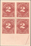 2c deep claret Postage Due block of four
