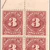 3c deep claret Postage Due block of four