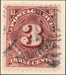 3c deep claret Postage Due single