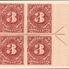 3c deep claret Postage Due block of four