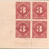 3c deep claret Postage Due block of four