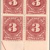3c deep claret Postage Due block of four