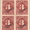 3c deep claret Postage Due block of four