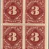3c deep claret Postage Due block of four