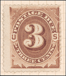 3c deep brown Postage Due single