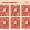 10c deep claret Postage Due block of six