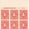1c carmine lake Postage Due block of six