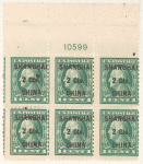 2c on 1c green Washington block of six