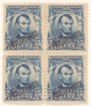 5c blue Abraham Lincoln block of four
