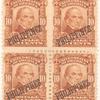 10c pale red brown Daniel Webster block of four