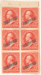 2c carmine Washington booklet pane of six