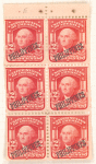 2c carmine Washington booklet pane of six