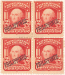 2c carmine Washington block of four