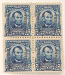 5c blue Abraham Lincoln block of four