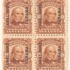 10c pale red brown Daniel Webster block of four
