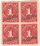 1c rose carmine Postage Due block of four